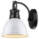 Duncan 1 Light 8 inch Matte Black Bath Vanity Wall Light in White