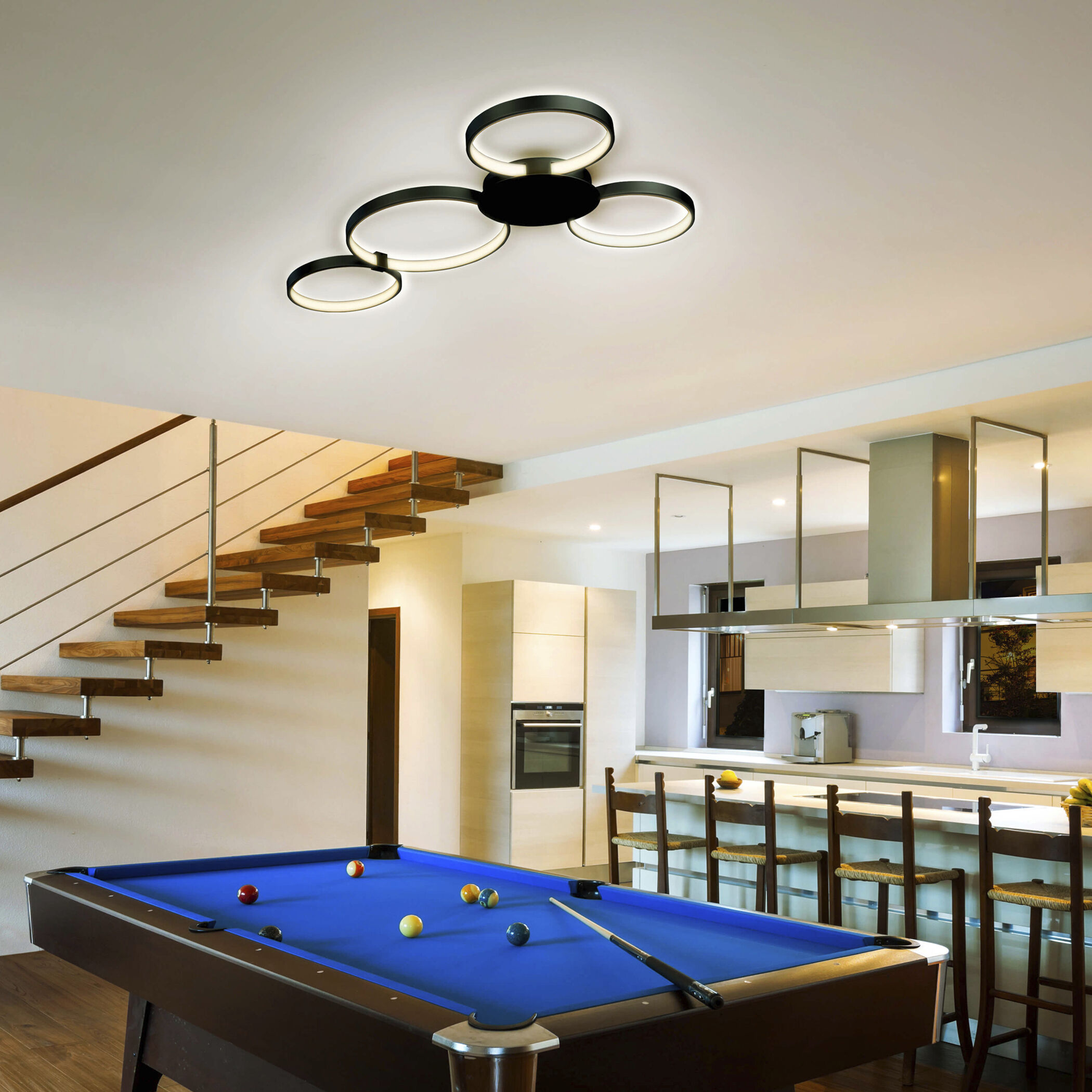 Capella 29.25 inch Black Semi-Flush Ceiling Light