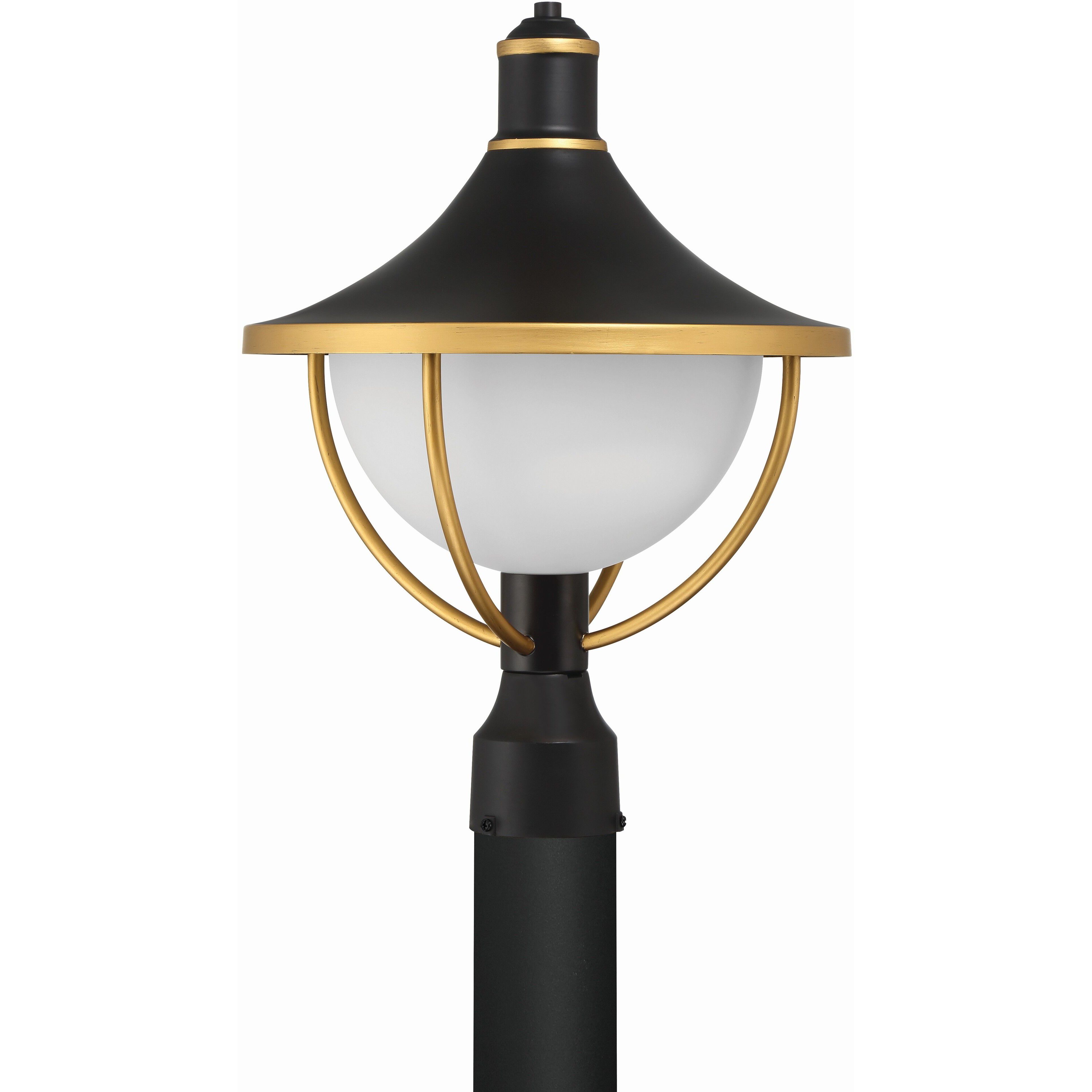 Atlas 1 Light 18.5 inch Matte Black and Textured Gold Outdoor Post