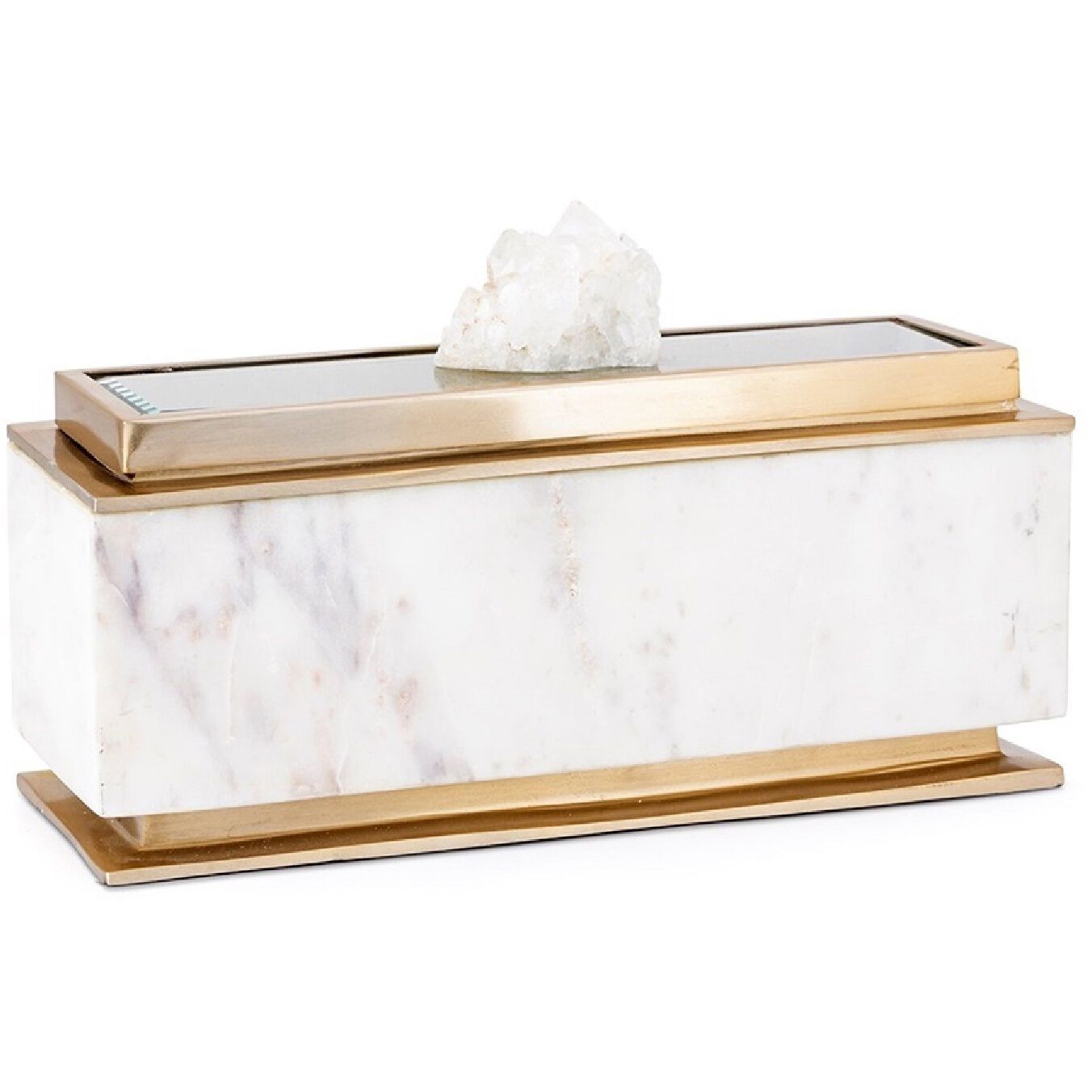 Anita 14 X 4.5 inch White/Gold Decorative Box