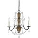 Antigo 3 Light 18 inch Antigo Rattan and Crystal Chandelier Ceiling Light