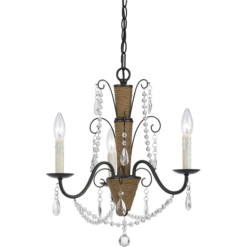 Antigo 3 Light 18 inch Antigo Rattan and Crystal Chandelier Ceiling Light