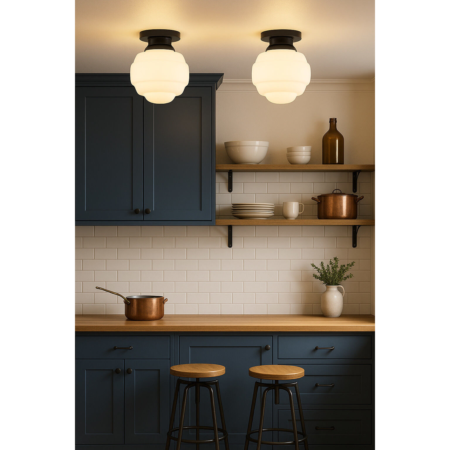 Penny 1 Light 12 inch Black Flush Mount Ceiling Light, Small