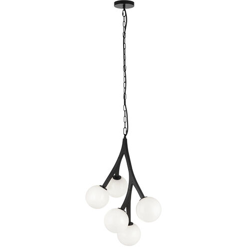 Rami 5 Light 10 inch Black Chandelier Ceiling Light in Black and Opal Glass