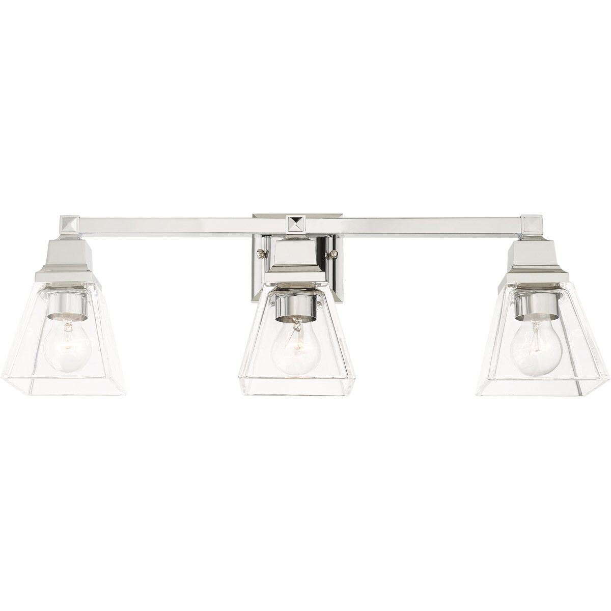 Mission 3 Light 25 inch Polished Chrome Vanity Sconce Wall Light