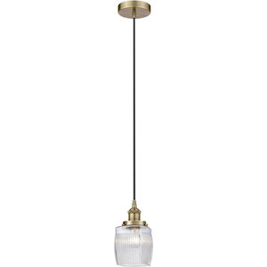 Edison Colton LED 6 inch Antique Brass Mini Pendant Ceiling Light