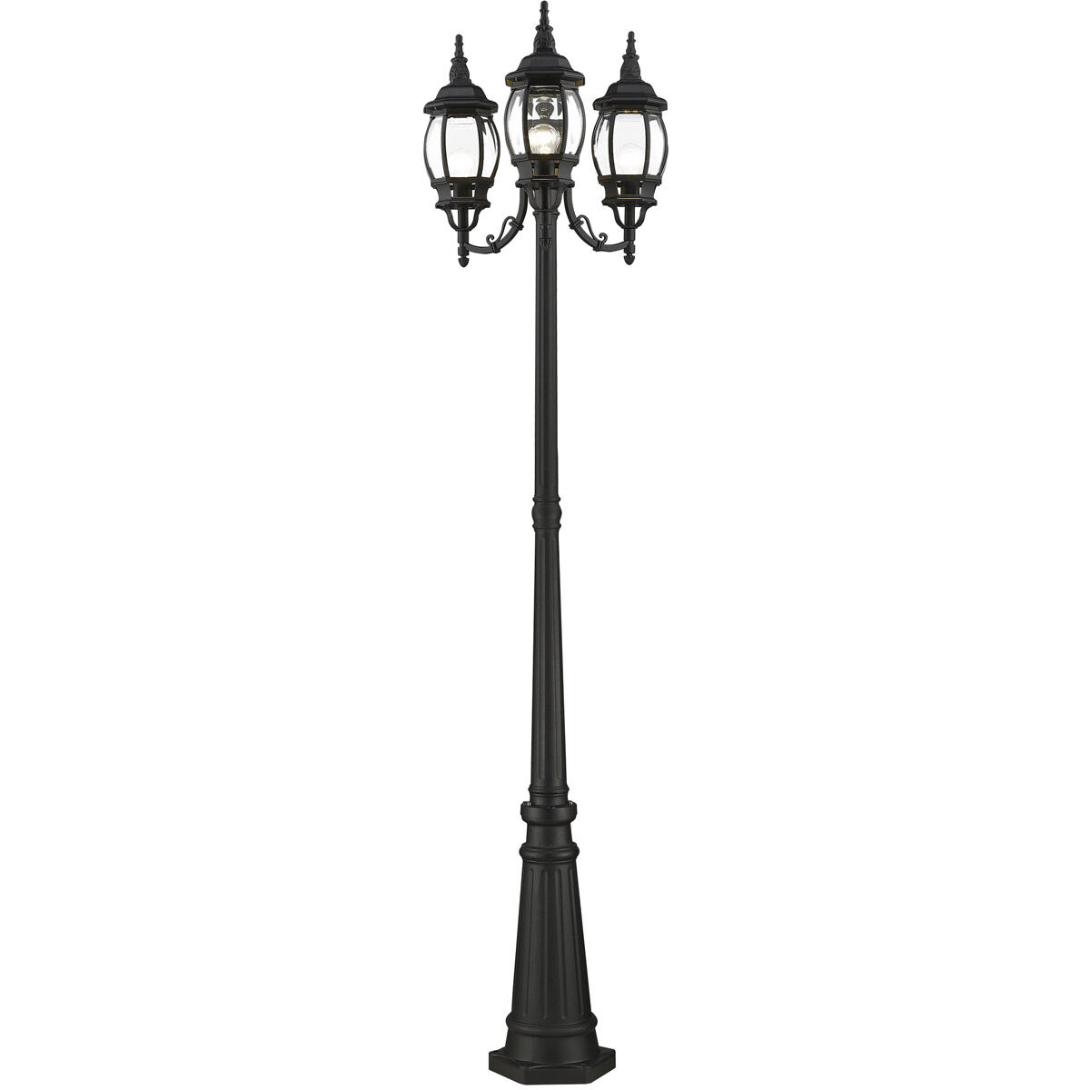 Frontenac 3 Light 84 inch Textured Black Outdoor Post Light