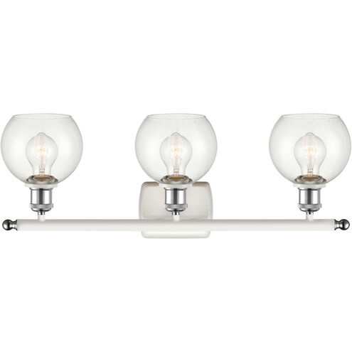 Ballston Athens 3 Light 26 inch White and Polished Chrome Bath Vanity Light Wall Light in Clear Glass