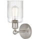Edison Hadley 1 Light 5 inch Brushed Satin Nickel Sconce Wall Light in Clear Glass