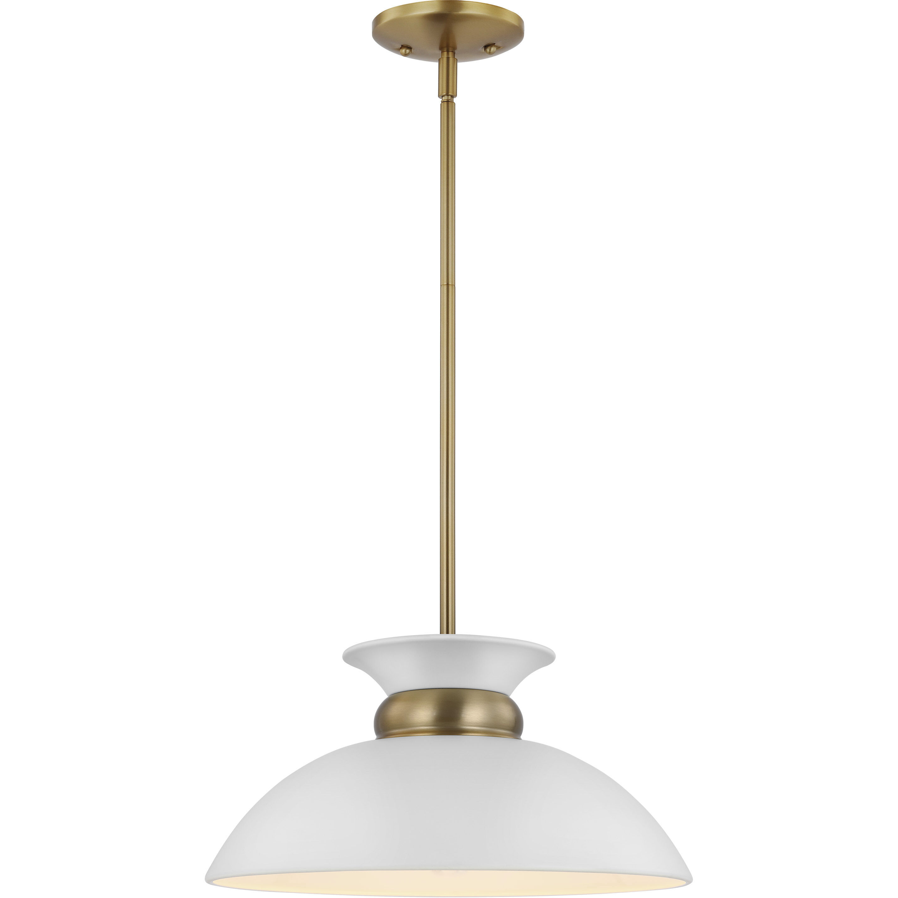 Perkins 1 Light 15 inch Matte White/Burnished Brass Pendant Ceiling Light