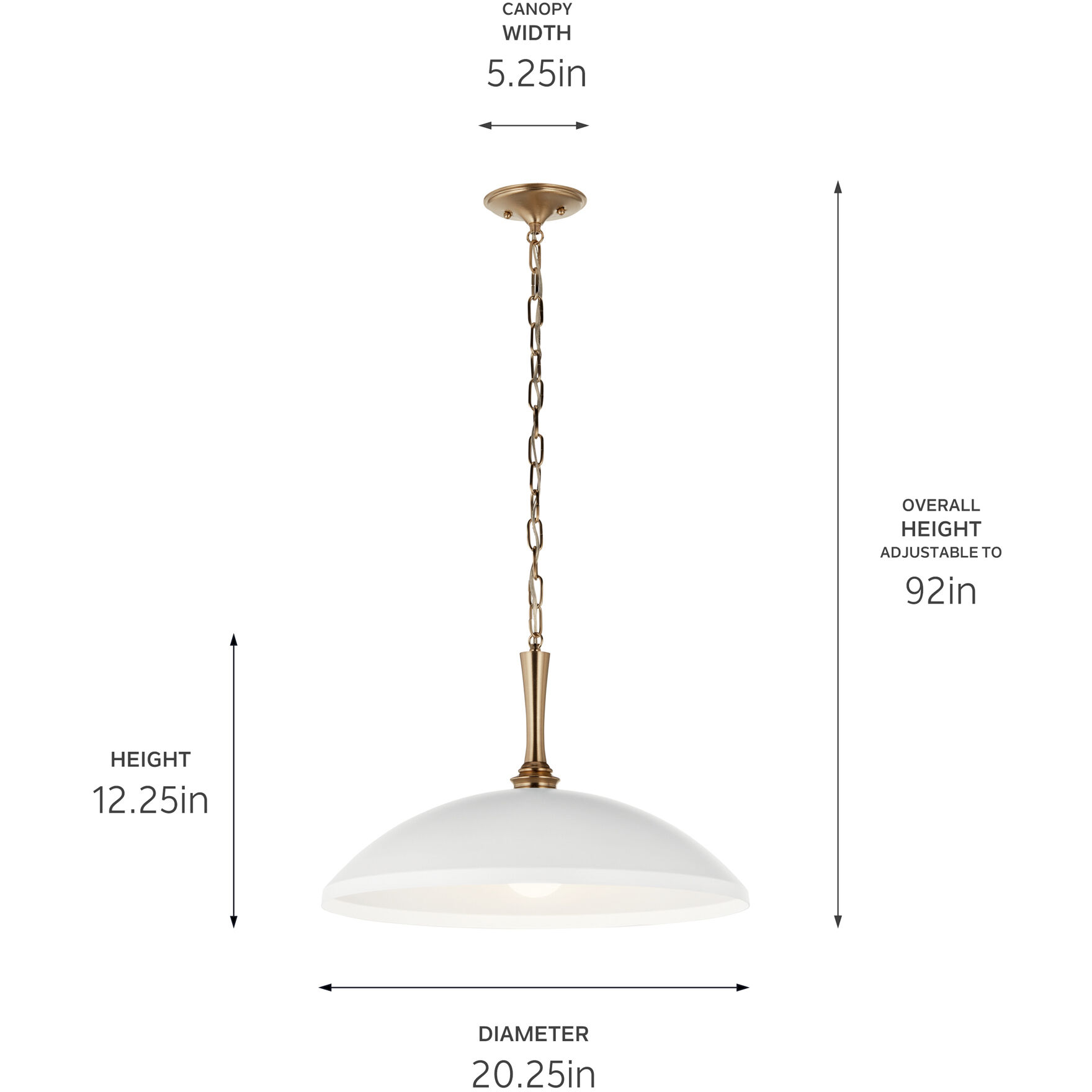 Delarosa 1 Light White Pendant Ceiling Light