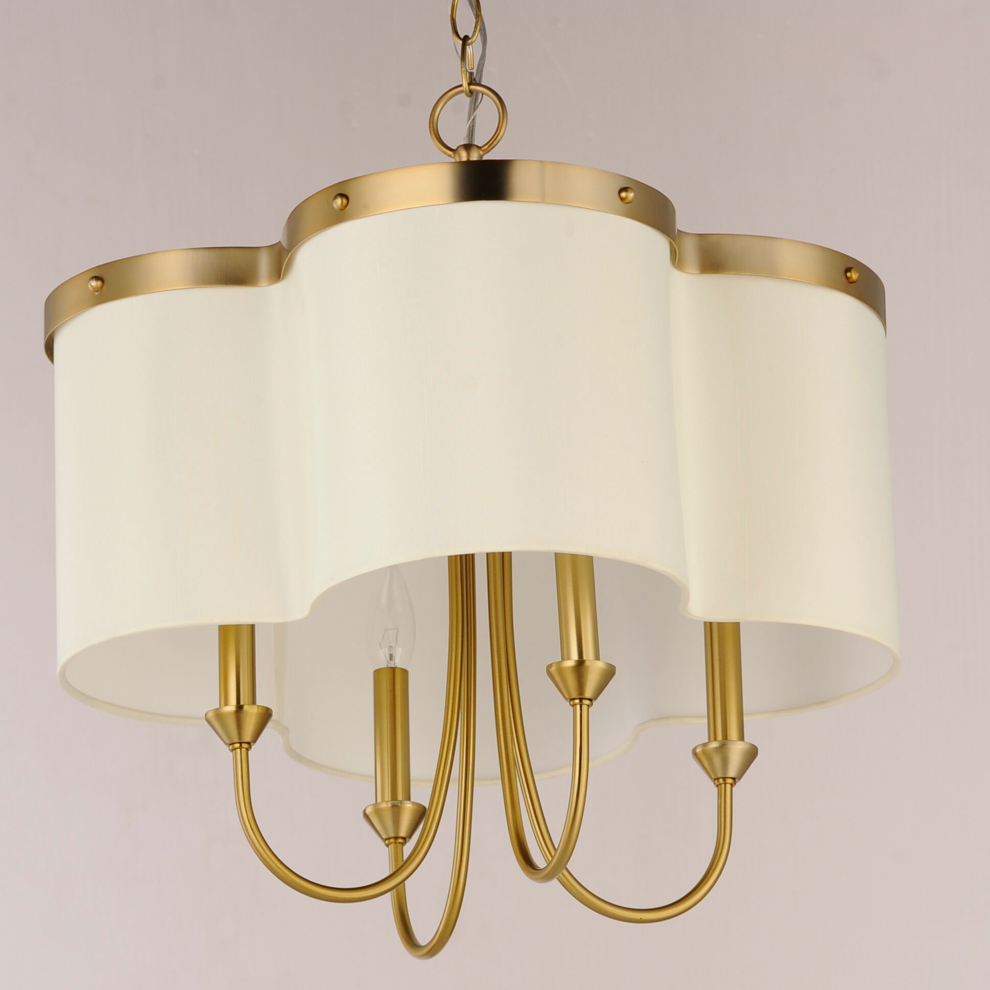 Clover 4 Light 20 inch Satin Brass Chandelier Ceiling Light