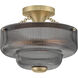 Adella 3 Light 12.75 inch Lacquered Brass Semi-Flush Mount Ceiling Light in Smoked
