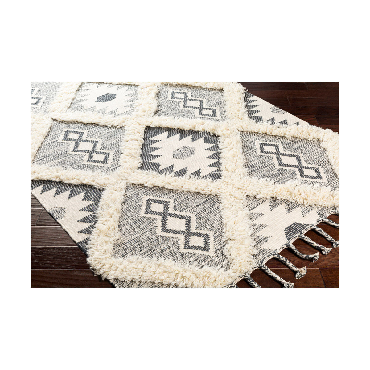Apache 120 X 96 inch Charcoal/Ivory Handmade Rug in 8 x 10