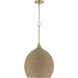 Keira 1 Light 16 inch Satin Brass Pendant Ceiling Light in Natural Rope