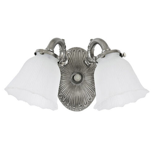 Traditional Brass 2 Light 14 inch Pewter Bath Sconce Wall Light