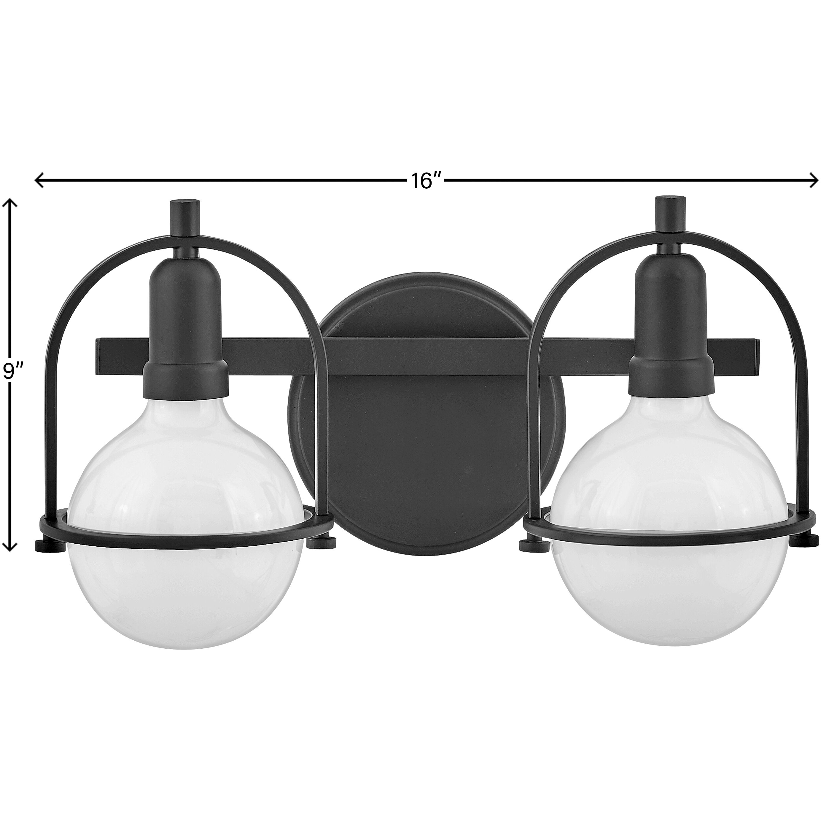 Somerset 2 Light 16 inch Black Vanity Light Wall Light