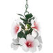 Hibiscus 3 Light 10 inch Glossy White/Pink/Green Chandelier Ceiling Light, Petite, Sasha Bikoff Collection