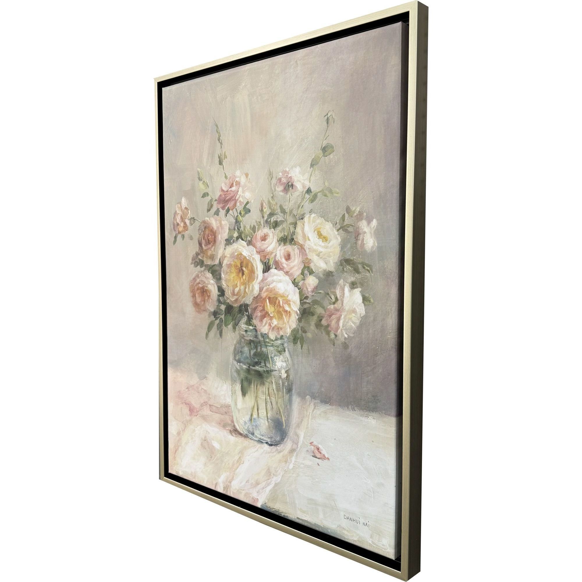 Romantic Bouquet Pink and Green and Beige and Neutral Canvas, Propac