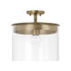 Mason 1 Light 13.25 inch Aged Brass Semi-Flush Mount Ceiling Light, Convertible Dual Mount