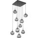 Nova Incandescent 9 Light Burnished Bronze Chandelier Ceiling Light, Square Multi-Pendant