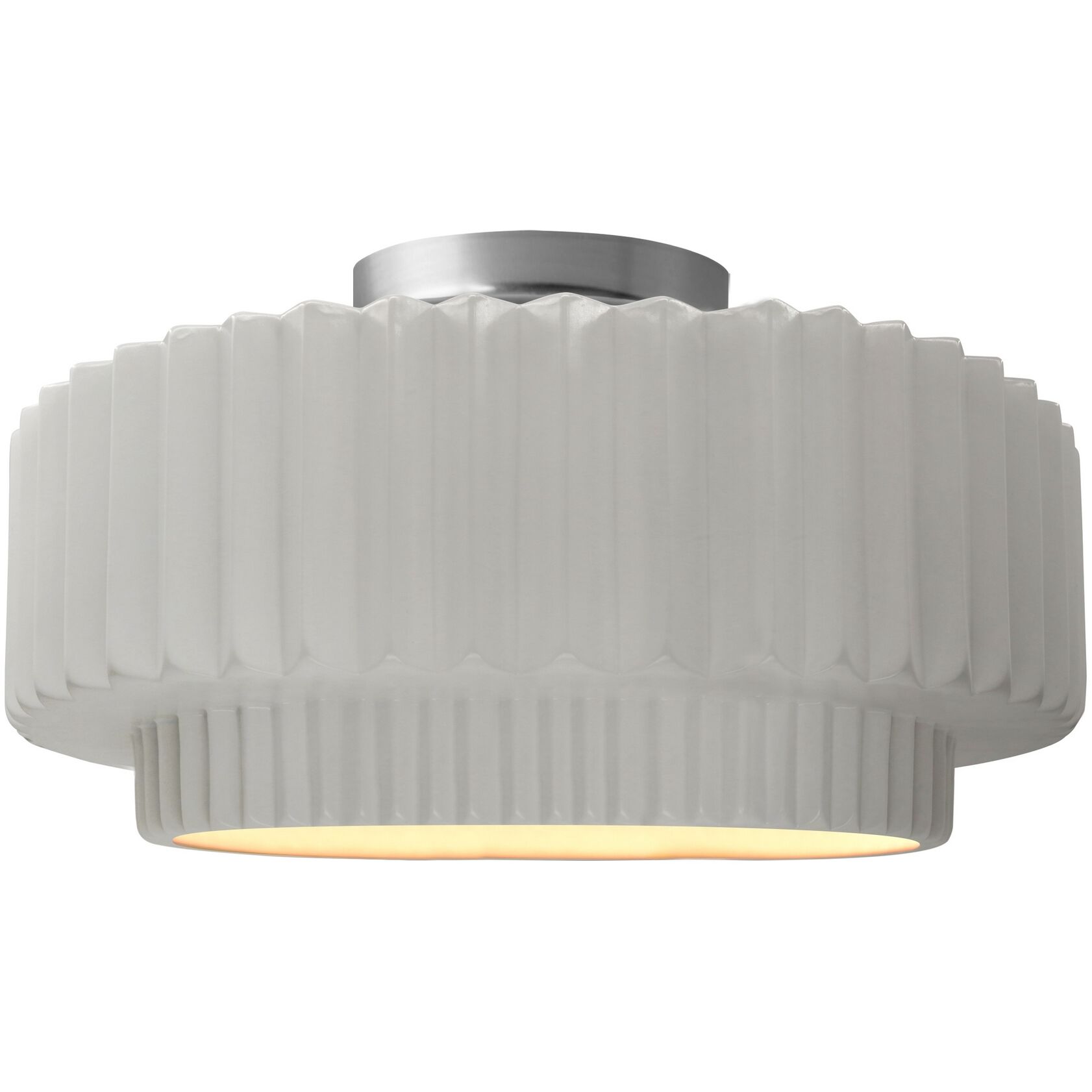 Radiance Collection - Pleated Tier LED 12 inch Bisque Semi-Flush Ceiling Light, Form+Finish+Function