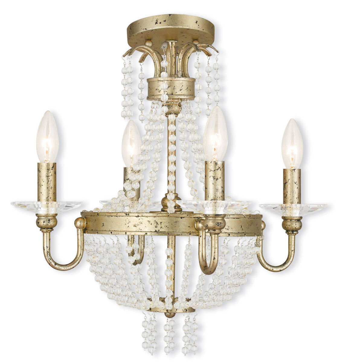 Valentina 4 Light 18 inch Hand Applied Winter Gold Convertible Mini Chandelier/Ceiling Mount Ceiling Light