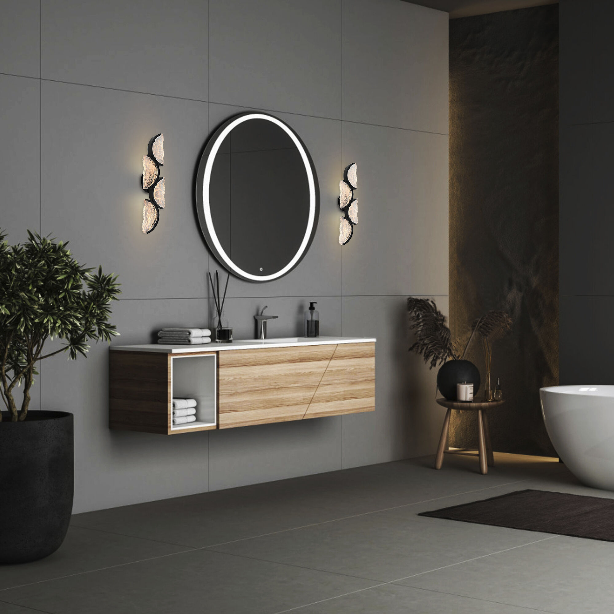 Moon LED 8 inch Black Wall Light