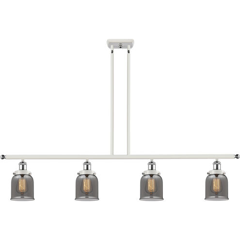 Ballston Small Bell LED 48 inch White and Polished Chrome Island Light Ceiling Light in Plated Smoke Glass