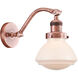 Franklin Restoration Olean 1 Light 7 inch Antique Copper Sconce Wall Light in Matte White Glass, Franklin Restoration
