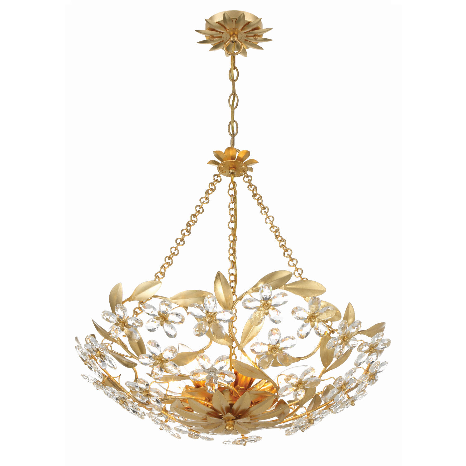 Marselle 6 Light 24 inch Antique Gold Chandelier Ceiling Light