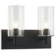 Candela 2 Light 13 inch Matte Black Wall Sconce Wall Light in Matte Black and Clear