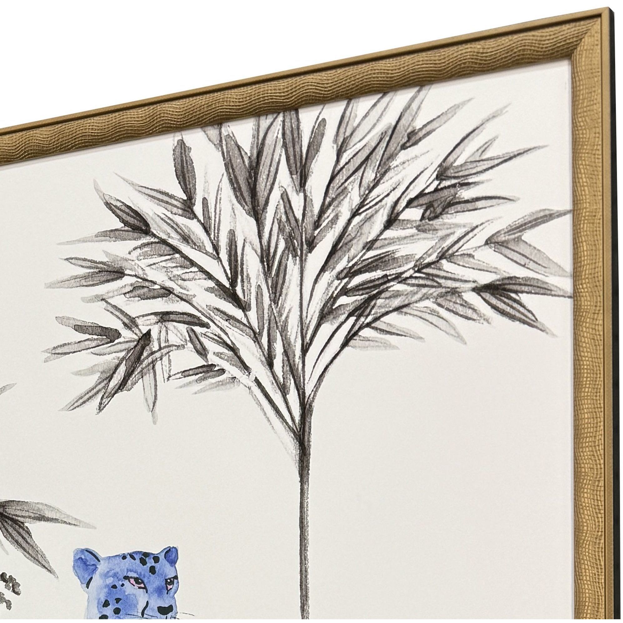 Neon Prowl Blue and Black and White Framed Art