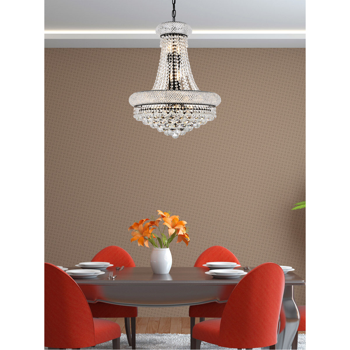 Primo 14 Light 20 inch Black and Clear Chandelier Ceiling Light