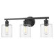 Fisher 3 Light 25 inch Matte Black Bath Vanity Wall Light in Clear Glass