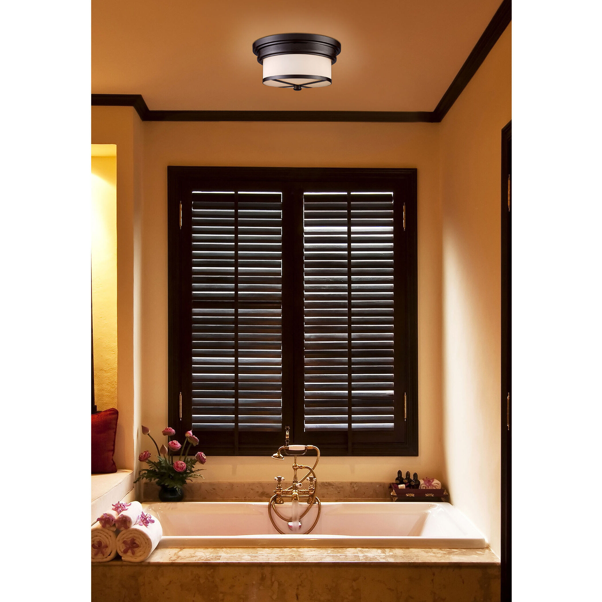 Flushmounts 2 Light 13 inch Oil Rubbed Bronze Flush Mount Ceiling Light