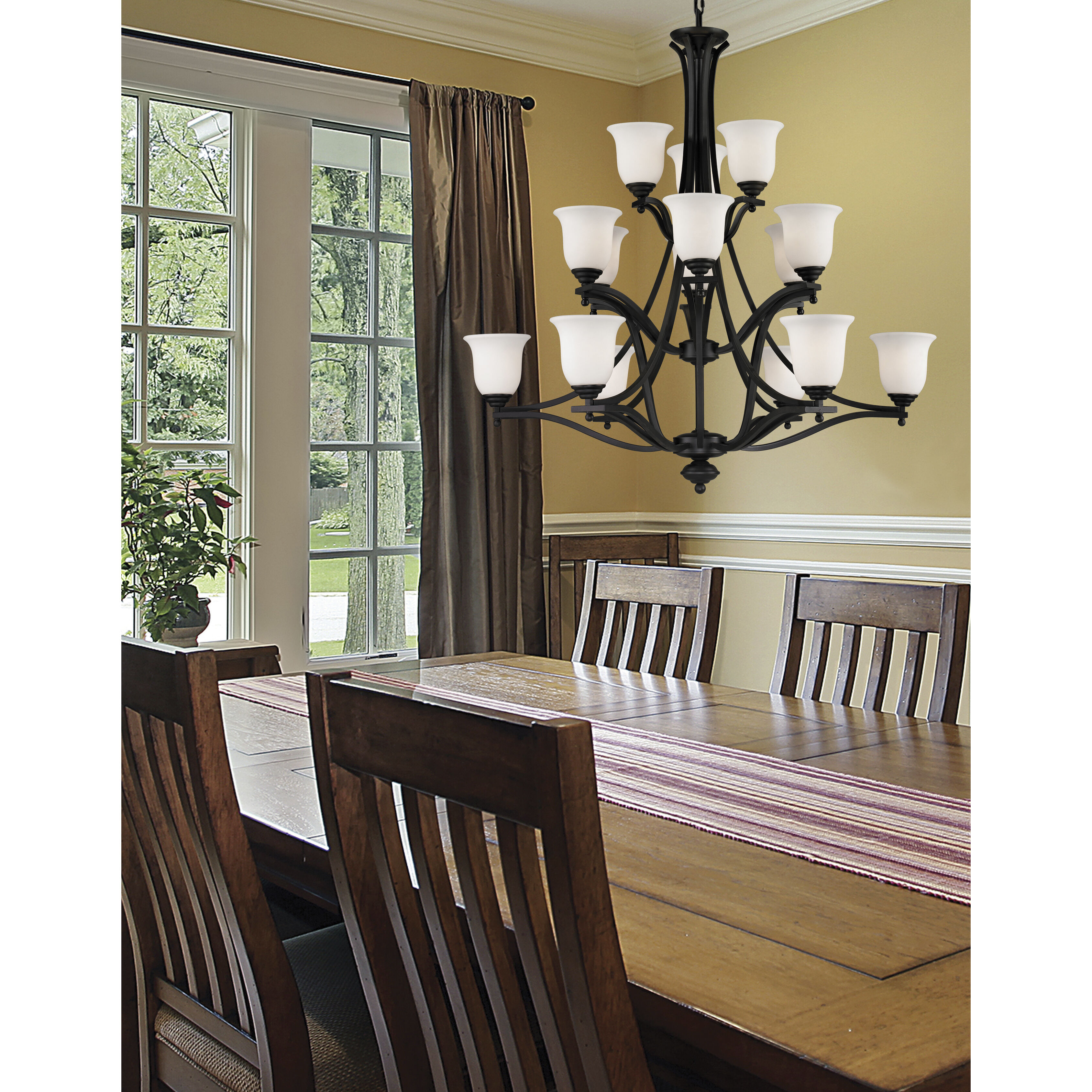 Lagoon 15 Light 42 inch Matte Black Chandelier Ceiling Light