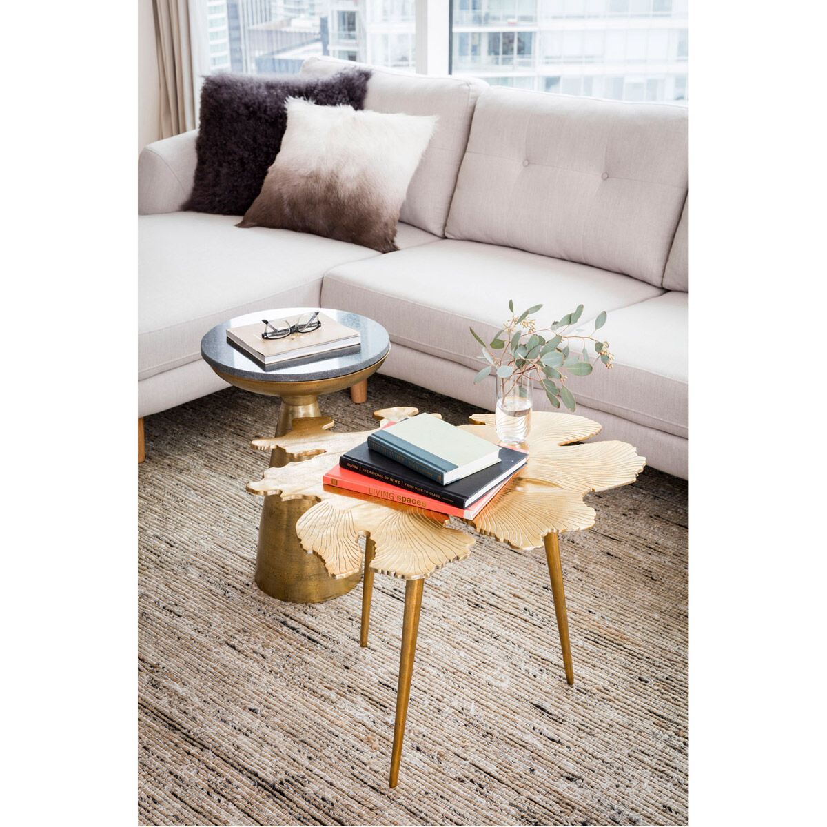 Amoeba 28 X 24 inch Gold Side Table