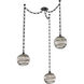 Terra 3 Light 18 inch Matte Black Swag Multi-Pendant Ceiling Light in Optic Rib Smoke, Rectangular Chain