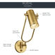 Ruehl 14 inch 9 watt Lacquered Brass Swing Arm Wall Sconce Wall Light