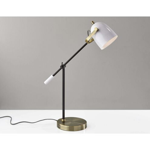 Adesso 3494-21 Casey 19 inch 40.00 watt Black and White with Antique Brass  Desk Lamp Portable Light