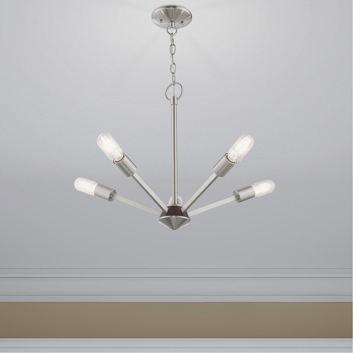 Prague 5 Light 20 inch Brushed Nickel Chandelier Ceiling Light