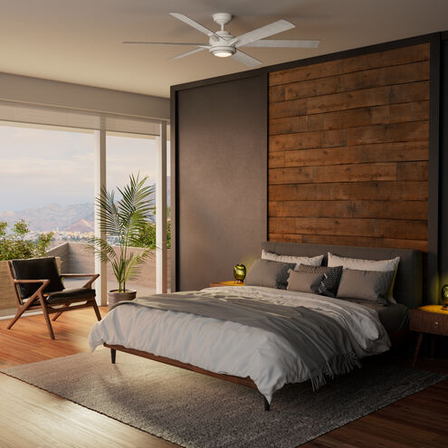 Melia 65 inch Fresh White with White Washed Oak Blades Outdoor Ceiling Fan