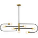 Neutra 7 Light 56 inch Matte Black and Foundry Brass Linear Chandelier Ceiling Light in Matte Black and Factory Bronze