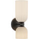Alora Mood Nelly 2 Light 4 inch Matte Black and Glossy Ribbed Opal Glass Bath Vanity Wall Light in Glossy Opal Ribbed Glass Shade