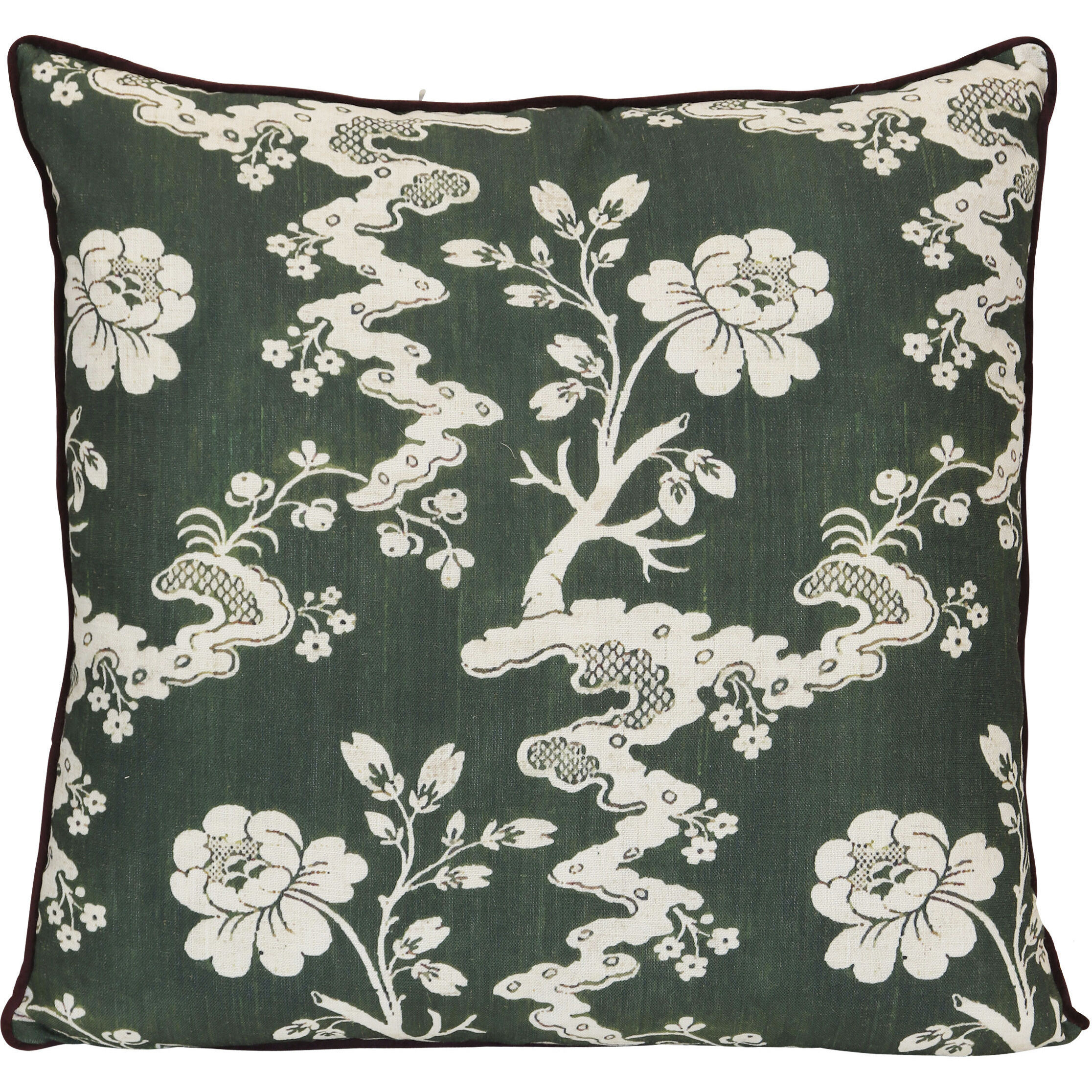 Chinoiserie 22 inch Deep Emerald Green Pillow