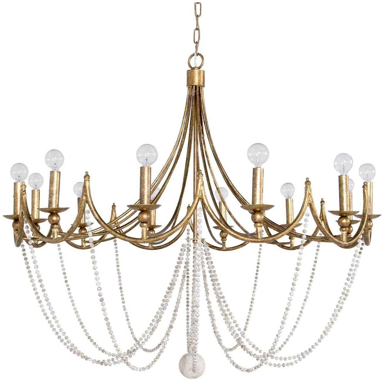 Sandra 12 Light 43.5 inch Antique Gold / Antique White Chandelier Ceiling Light