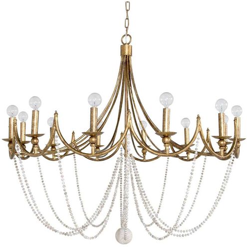 Sandra 12 Light 43.5 inch Antique Gold / Antique White Chandelier Ceiling Light