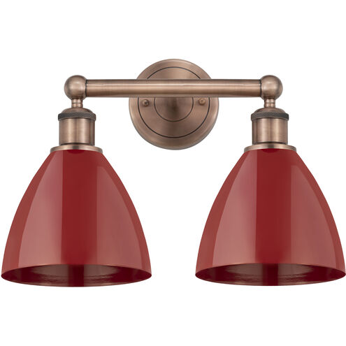 Plymouth Dome 2 Light 16.5 inch Antique Copper Bath Vanity Light Wall Light in Red, Cone