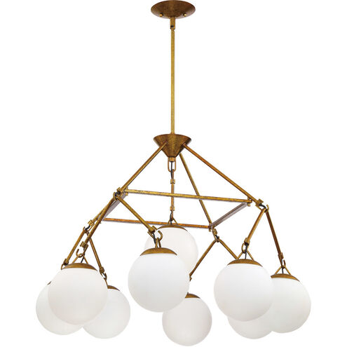 Orion 9 Light 30 inch Patina Aged Brass Chandelier Ceiling Light